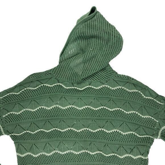Ultra Flirt Beach Hoodie Women Sz Large Green Long Sleeve Open Knit Pull Over - Picture 6 of 14